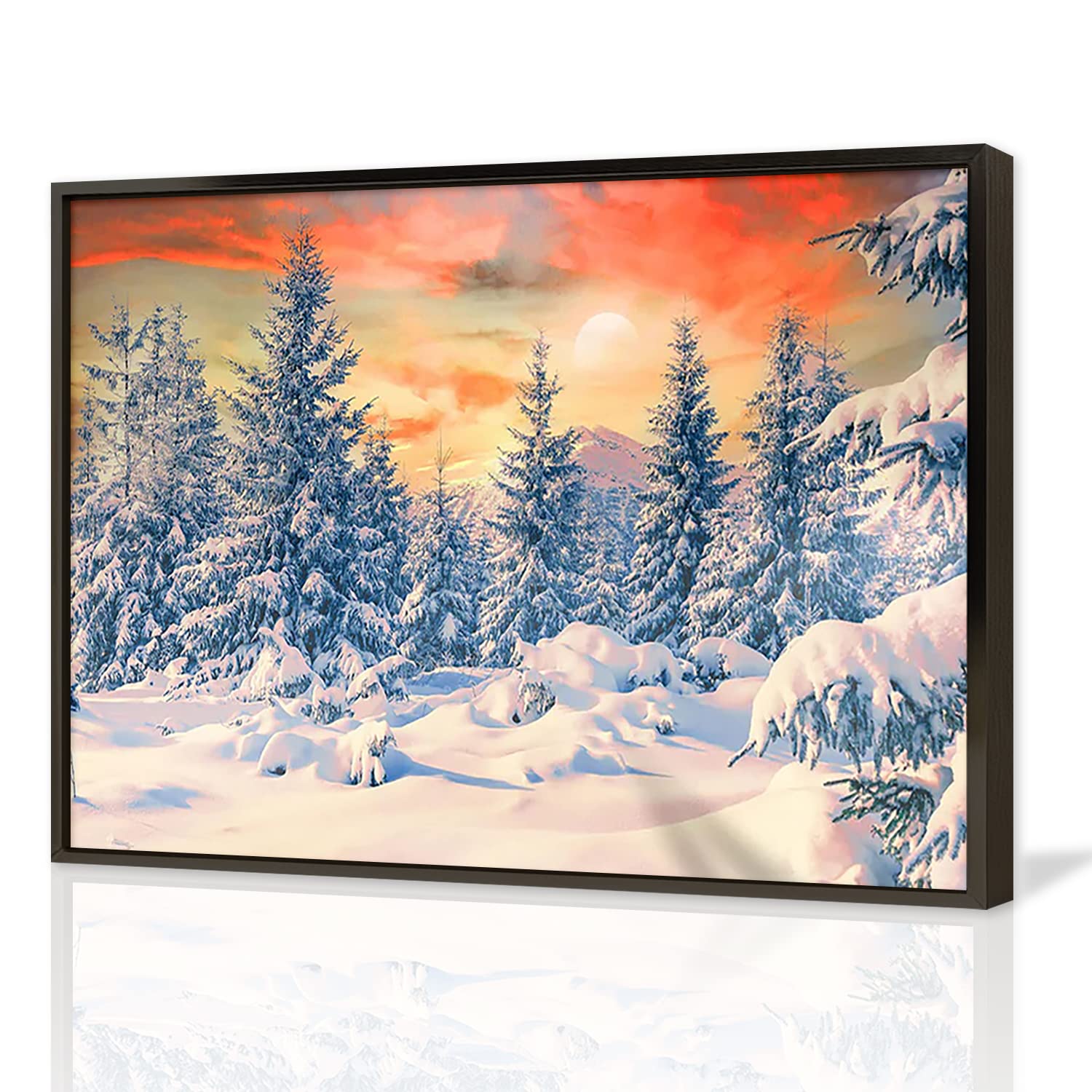 Amazon.co.jp: 絵画 森の松の雪景色ですインテリア 絵画 景色アート